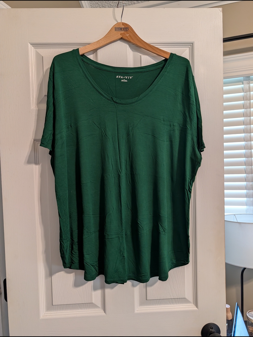 Ava & Viv Forest Green Scoop Neck Short Sleeve Tee In Size 2x